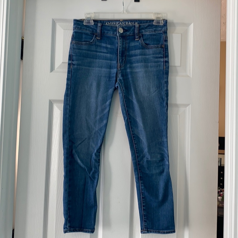 American Eagle Hi-Rise Jegging Crop Super Stretch Blue Skinny Jeans